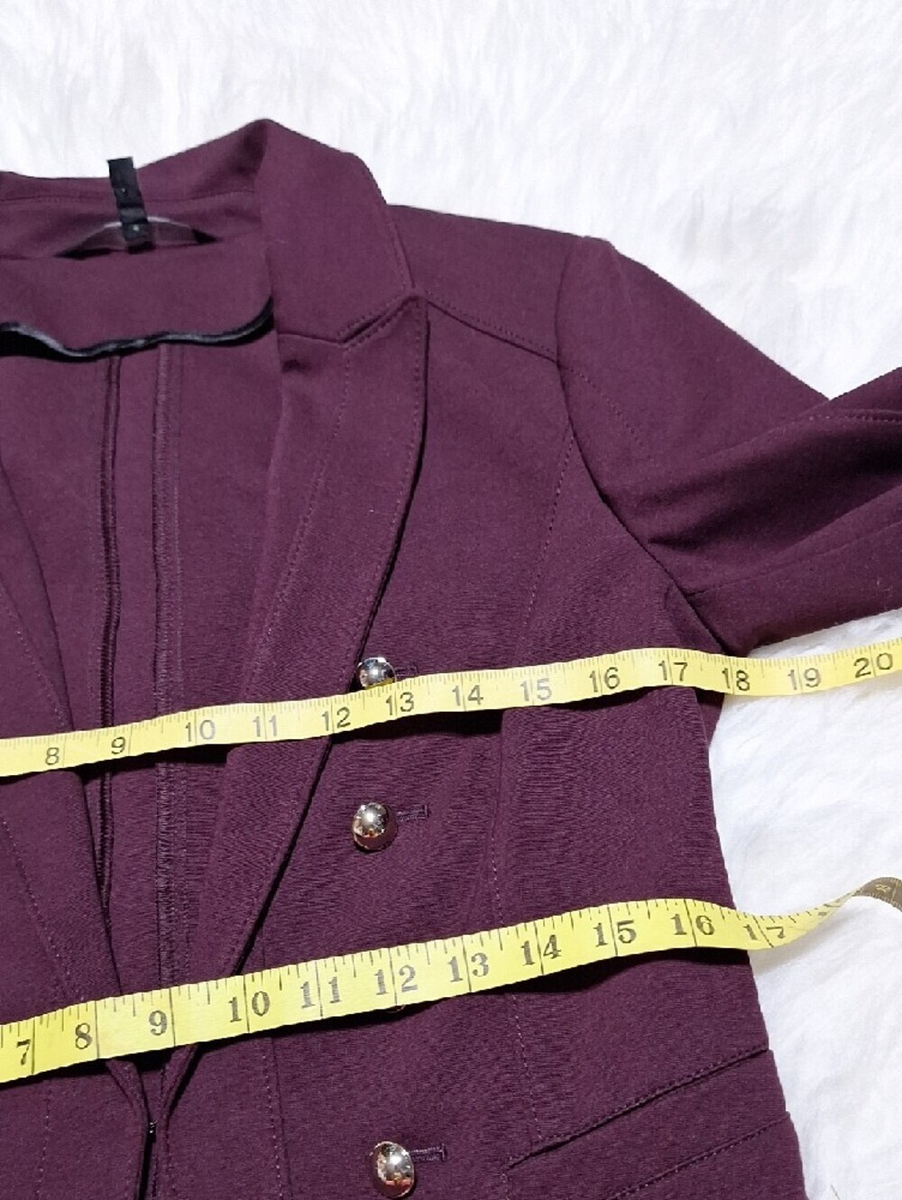 Tailored White House Black Market Plum Double-Breasted Military Blazer - Picture 9 of 11